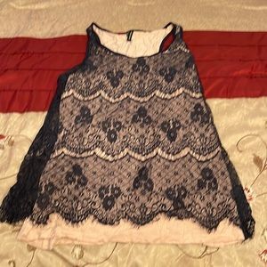 Navy lace with light pink undershirt